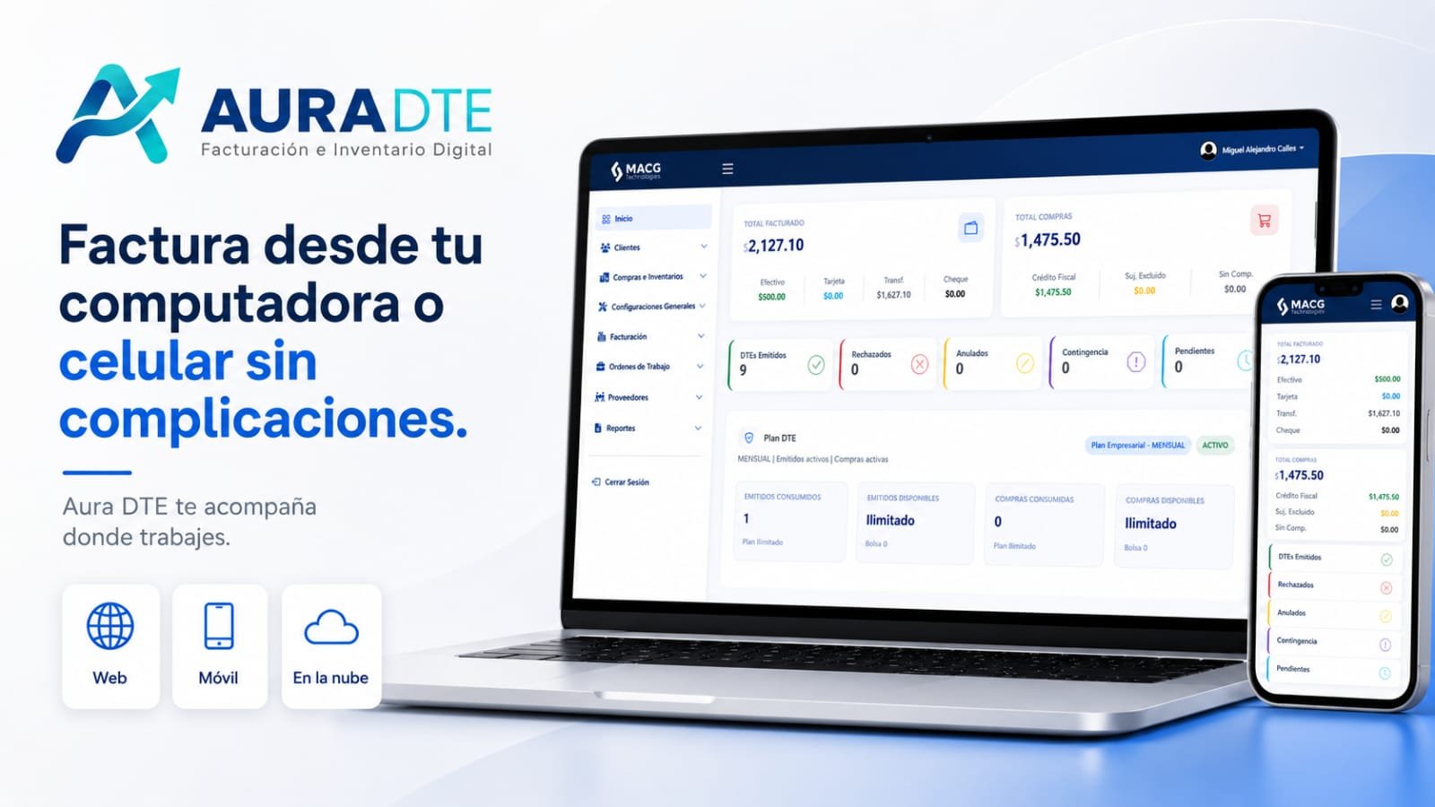 Aura DTE para facturación electrónica móvil y empresarial